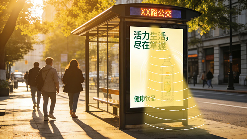 公交站臺廣告大屏集成定向揚聲器，聲場獨立