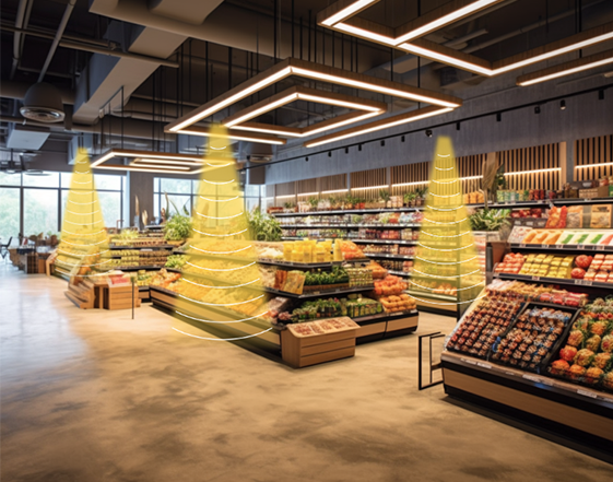 超市定向揚聲器傳達促銷信息和購物指引，提高購物效率，減少噪音干擾。